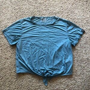 Women's | Gymshark | Baby Blue Workout Short Sleeve Front Knot Top; Size Small